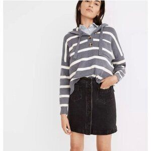 NWT Madewell High Waist Button Down Front Black Denim Skirt with Pockets, 33